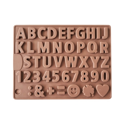 Picture of Cake Décor 43 Cavity Alphabet Numbers Shapes Silicone Chocolate Mould -Chocolate
