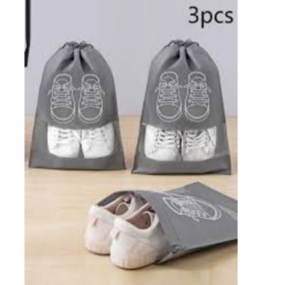 Picture of Portable Non-Woven Shoes Pouch with Clear Window for Men Women Travel 3 pcs -Multicolor