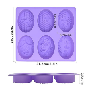 Picture of 6 Cavities 3D Bee Soap Molds Set,Oval Honeycone Soap Mold,Handmade Soap Making Moulds,Baking Moulds Chocolate Cookies Mousse Jelly Pudding Cupcake DIY -Multicolor
