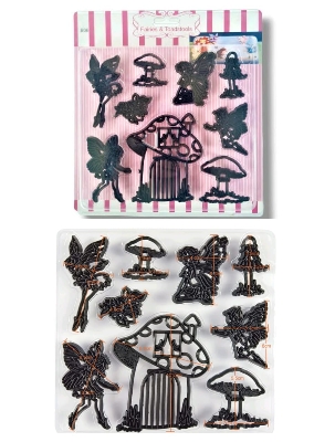 Picture of BakeGuru Cake Decor Fairies and Toadstools Plastic Fondant Cookie Cutters -Black
