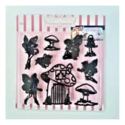 Picture of BakeGuru Cake Decor Fairies and Toadstools Plastic Fondant Cookie Cutters -Black