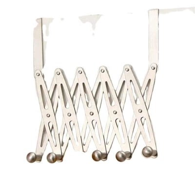 Picture of Stainless Steel Over the Door Clothing Organizer, Expandable Hanger Wall-mounted Hook, Retractable Clothes Shelf Storage Rack -Silver