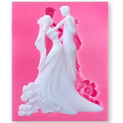 Picture of Couple Dancing Wedding Bride Groom Silicone Mold Sugar Craft Fondant Tools Cake Decorating Mould Baking Tool DIY Kitchen -Pink