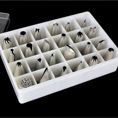 Picture of 24pcs Stainless Steel Cake Decorating Tips Set Metal Piping Tips for Cake Decorating -Silver