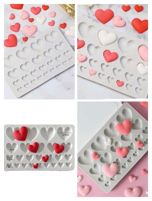 Picture of Heart Silicone Fondant Candy Mold Chocolate Mold Cake Moulds for Valentine's Day -White