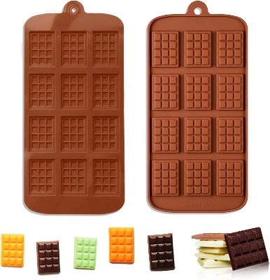 Picture of 12 Cavity Food Grade Silicone Chocolate Bar Mold Silicone Break Apart Chocolate Mouldsz -Chocolate