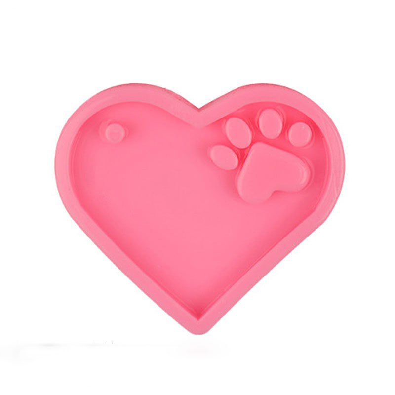 Picture of 3D Heart Dog Paw Shape Gypsum Make Craft Your Own Plaster DIY Molds Soap Candle Crafting Innovation -Pink