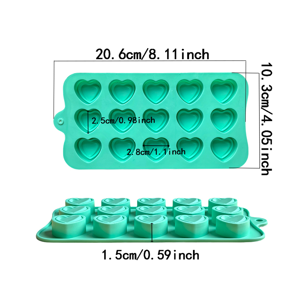 Picture of 15 Holes Heart Shaped Chocolate Mold Silicone Candy Mold -Multicolor