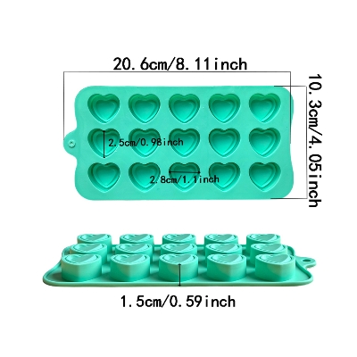 Picture of 15 Holes Heart Shaped Chocolate Mold Silicone Candy Mold -Multicolor