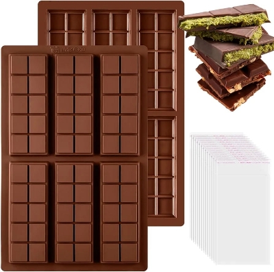 Picture of 6 Cavities Chocolate Bar Mold  Deep Silicone Candy Bar Molds Food Grade Non-Stick -Multicolor