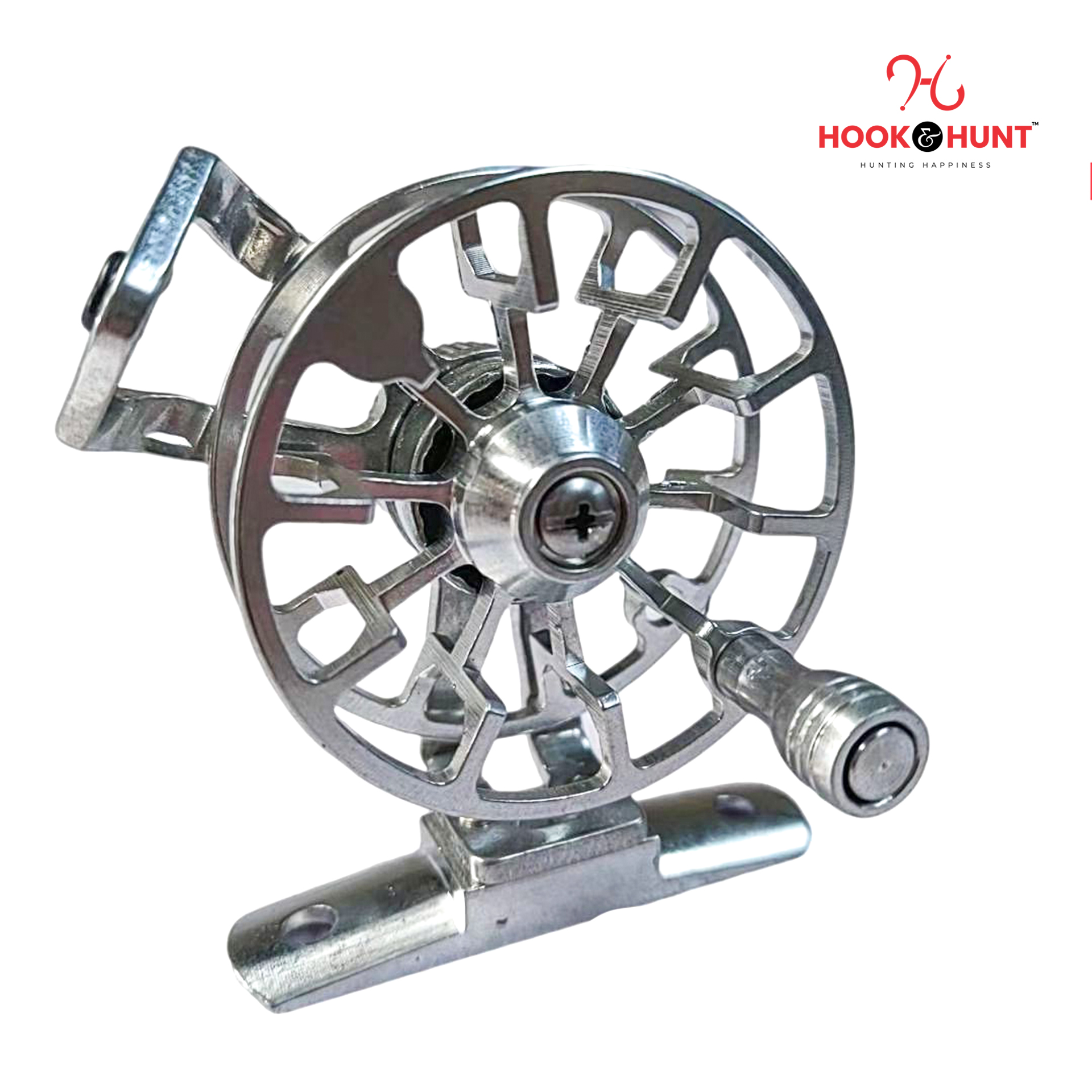 Picture of Silver Colour Full Metal Fly Fishing Reel Ultralight 50g – Long Distance Ice Fishing Reel, Front Drag (Hook & Hunt). (সিলভার)