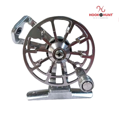Picture of Silver Colour Full Metal Fly Fishing Reel Ultralight 50g – Long Distance Ice Fishing Reel, Front Drag (Hook & Hunt). (সিলভার)