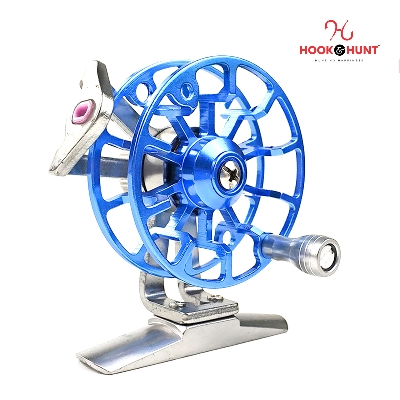 Picture of Blue Colour Full Metal Fly Fishing Reel Ultralight 50g – Long Distance Ice Fishing Reel, Front Drag (Hook & Hunt). (নীল)