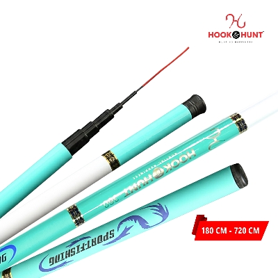 Picture of Super Hard High-Visibility Teal/White Fiberglass Spinning Rod– Sky Blue colour Rod– 180 cm to 720 cm (270 cm)