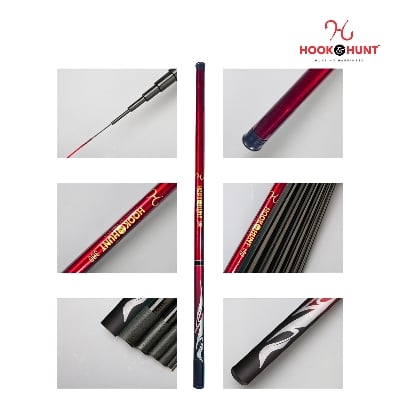 Picture of High-Performance Super Hard Fishing Rod - 180 cm-720 cm Rod with Fiberglass Reel and Hand Spinning Rod - Red (630 cm)