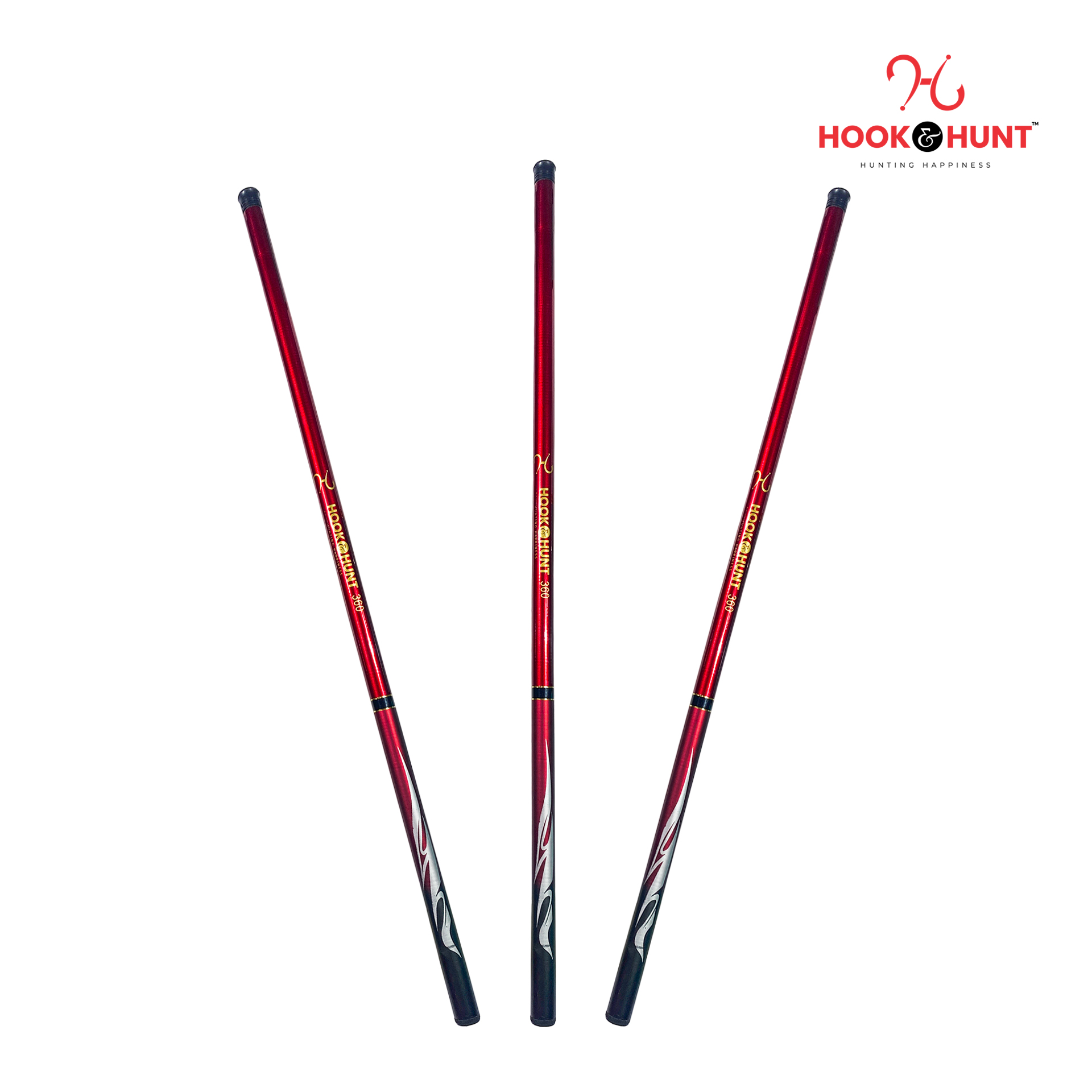 Picture of High-Performance Super Hard Fishing Rod - 180 cm-720 cm Rod with Fiberglass Reel and Hand Spinning Rod - Red (540 cm)