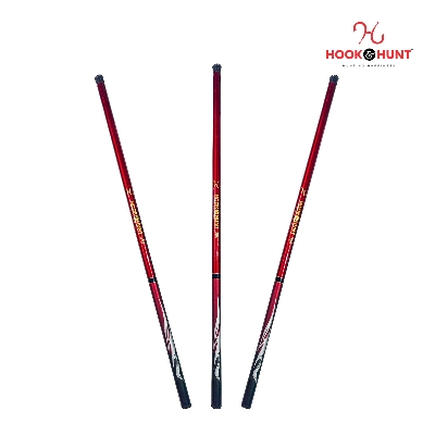 Picture of High-Performance Super Hard Fishing Rod - 180 cm-720 cm Rod with Fiberglass Reel and Hand Spinning Rod - Red (450 cm)
