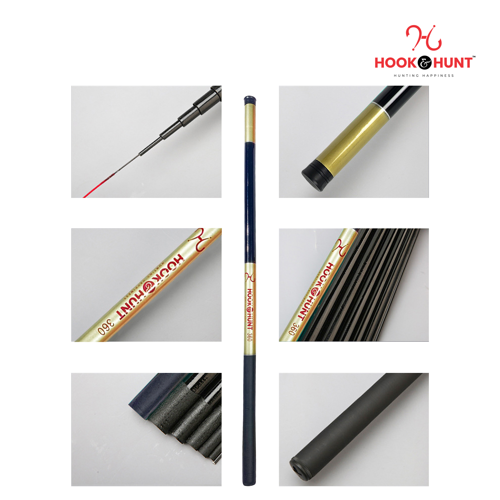 Picture of High-Performance High-Speed Spinning Fishing Rod - 180 cm to 720 cm Rod - Metallic Gold - Carbon Fiber (630 cm)