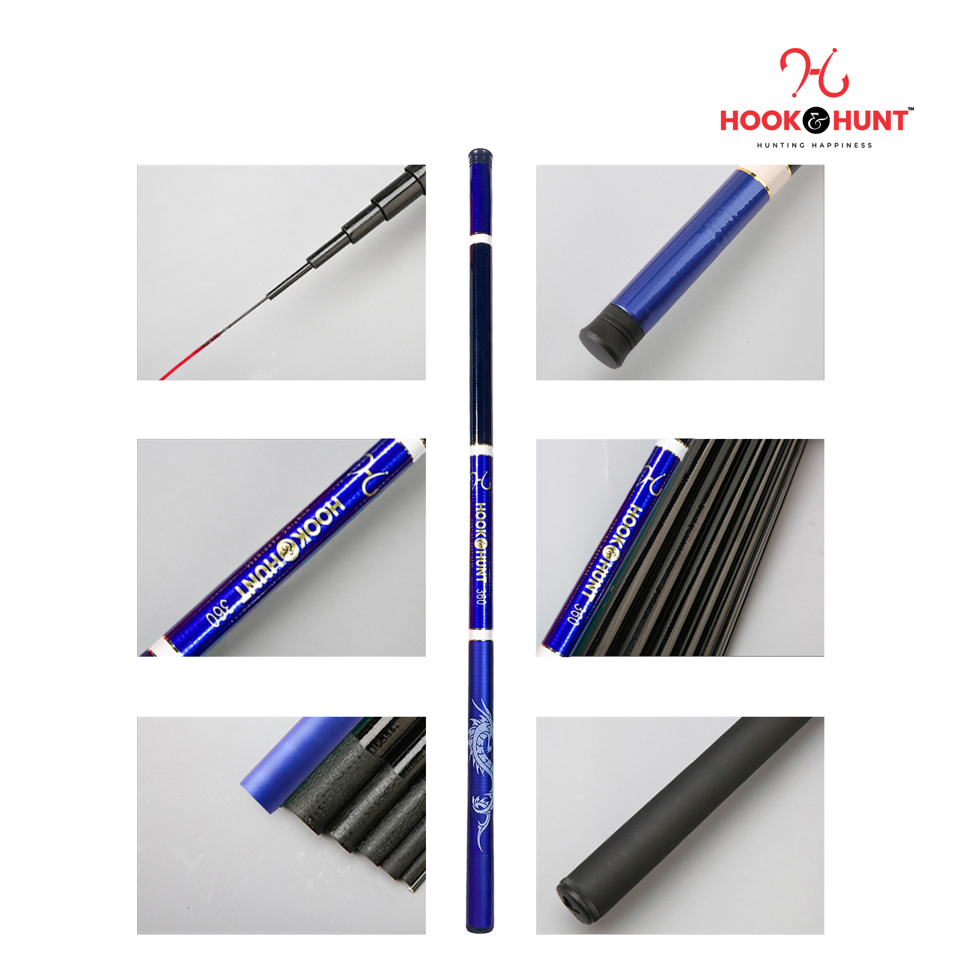 Picture of 450 cm  Blue Color FRP Fiberglass Stream Rod– Super Hard Light Strong Hand Fishing Rod–Blue Colour Rod. (450 cm)
