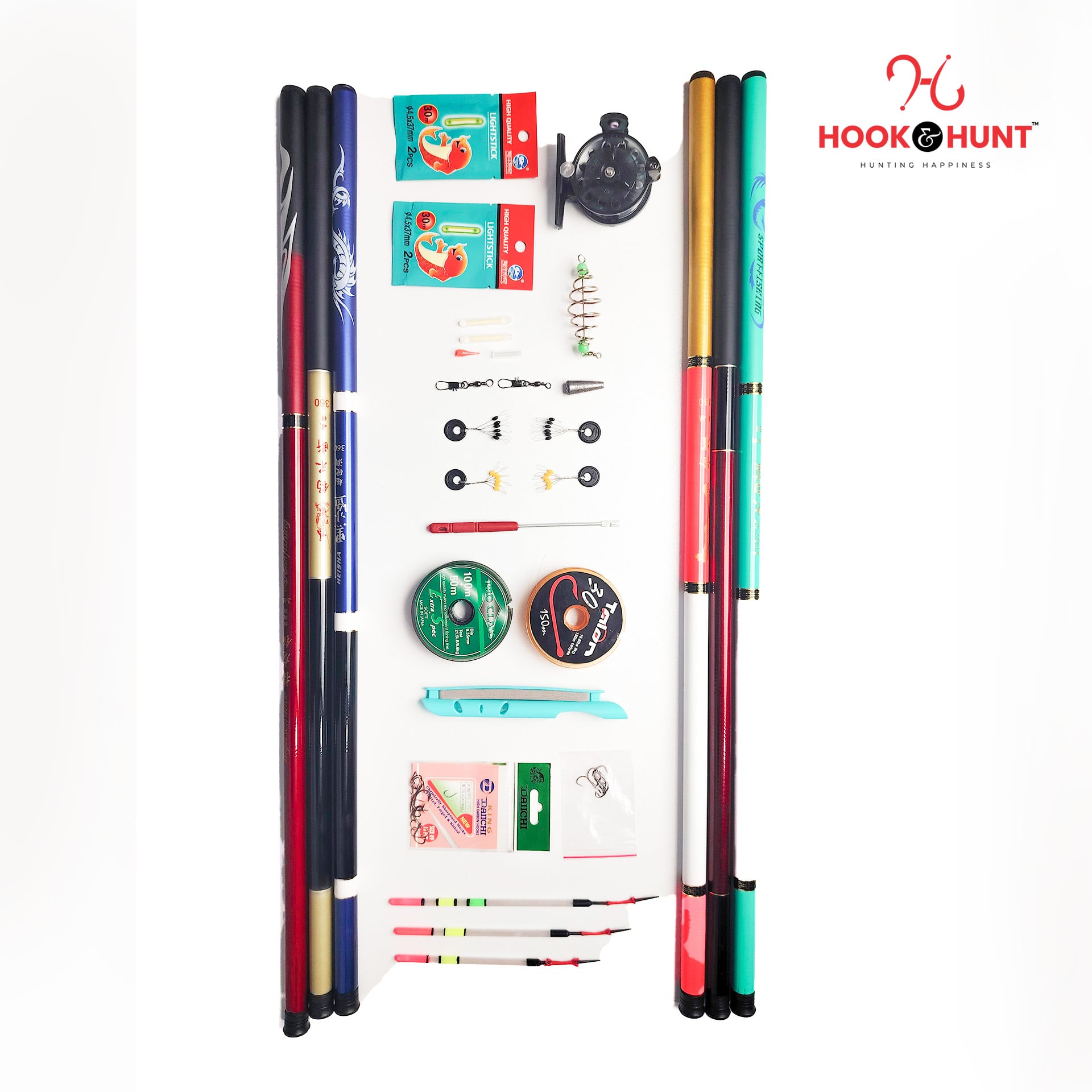 Picture of complete Combo package fiber glass stream rod super hard light strong hand fishing rod (০৯ ফিটের কম্বো)