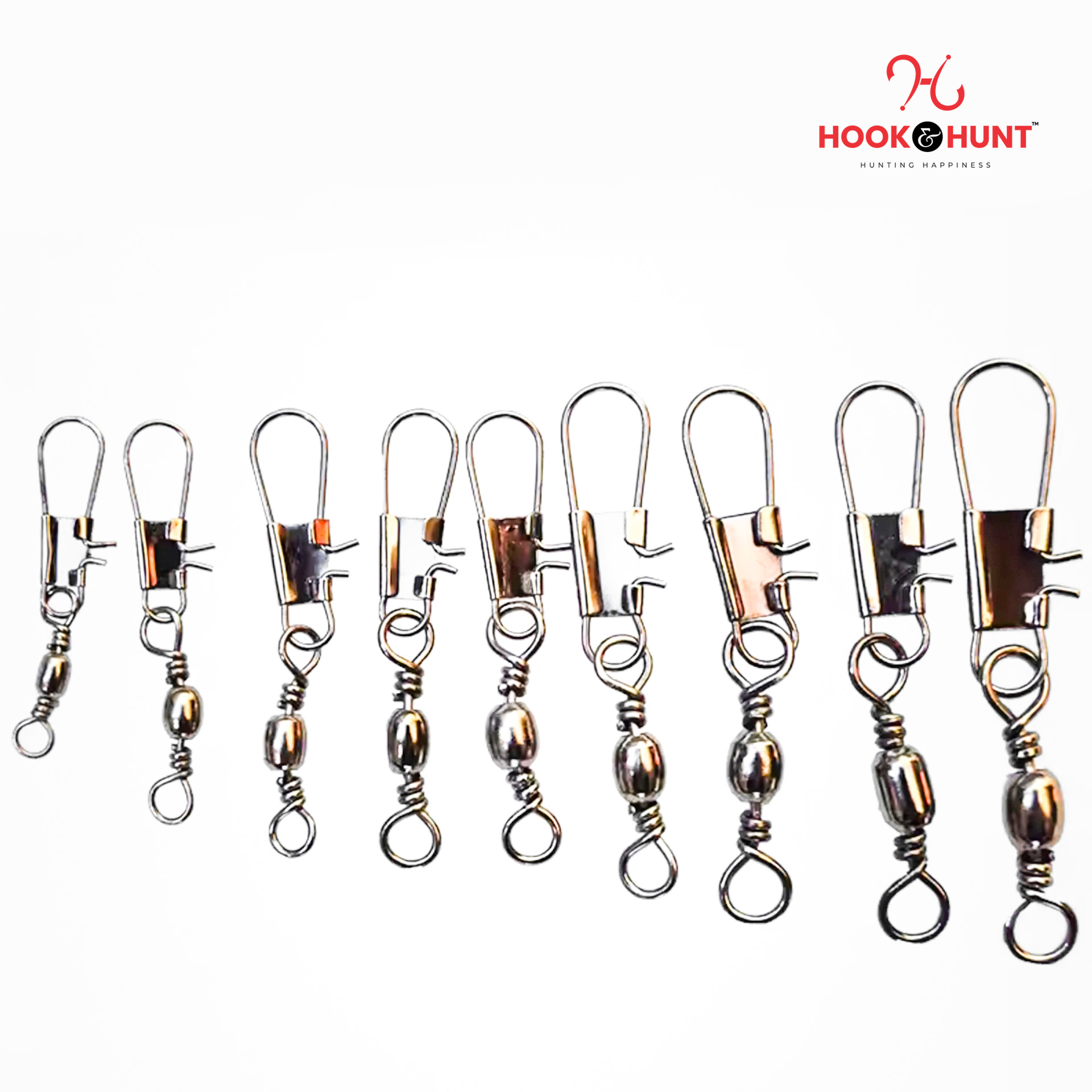 Picture of 10 Pcs Premium Fishing Barrel Swivel with Interlock Snap – Anti-Twist Quick Connector (১৪ নাম্বার - ১০ টি)