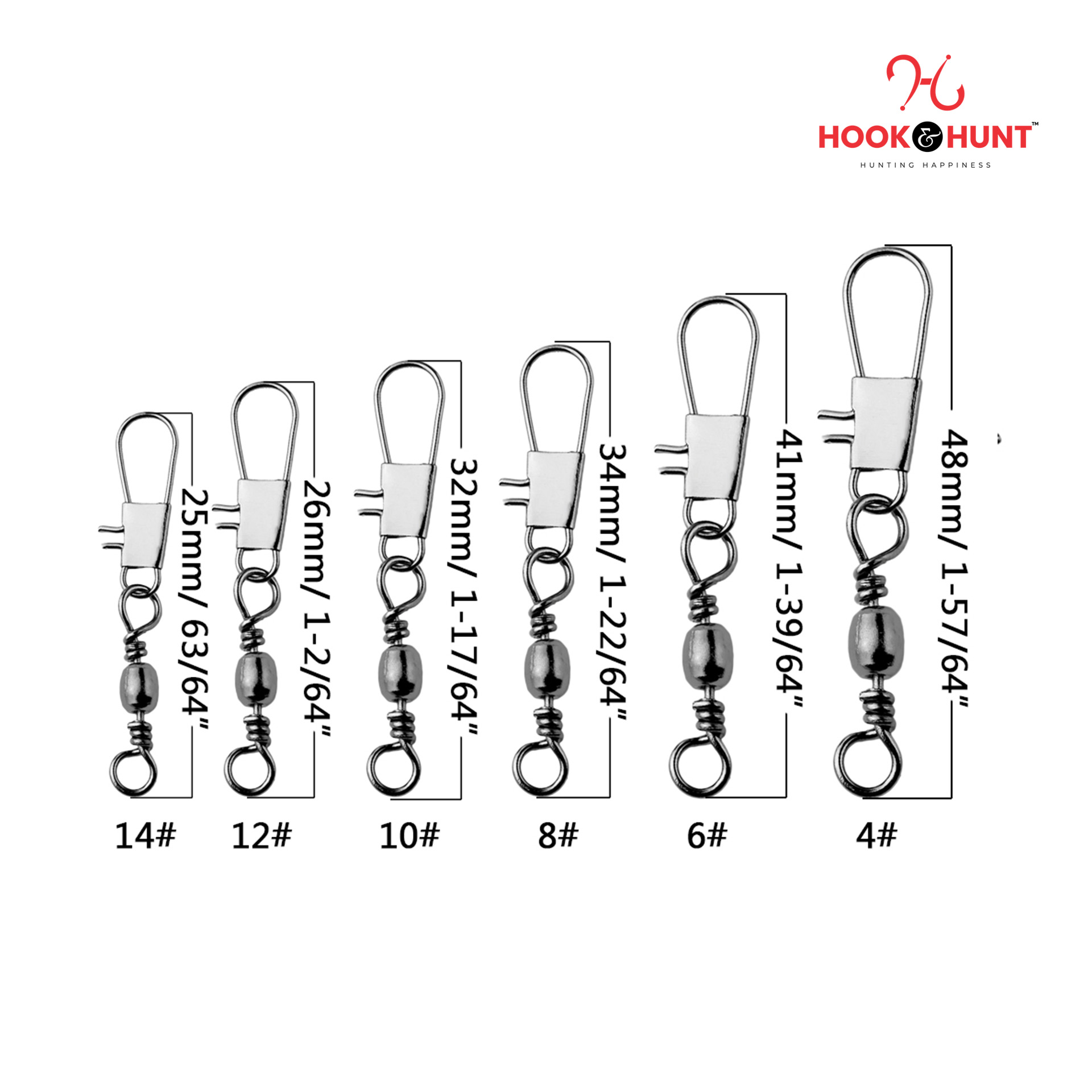 Picture of 10 Pcs Premium Fishing Barrel Swivel with Interlock Snap – Anti-Twist Quick Connector (০৬ নাম্বার - ১০ টি)