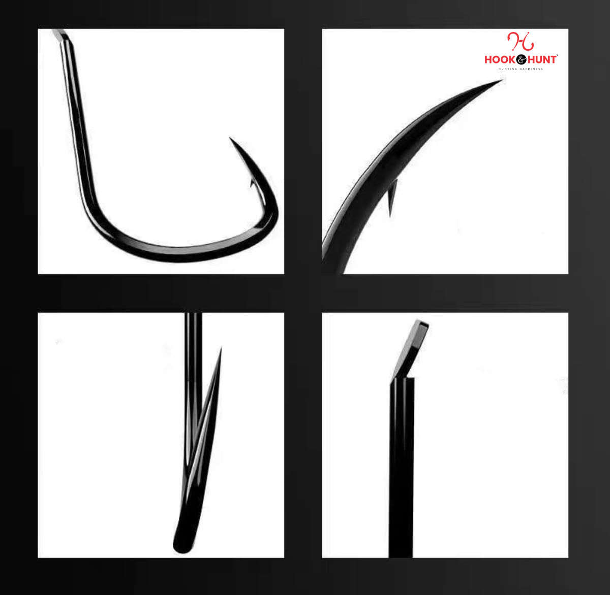 Picture of 02 Pack / 20 Pcs Authentic Pure Black Izu High Carbon Steel Fish Hook – Barbed  ( Hook & Hunt ) (SIze - #4)