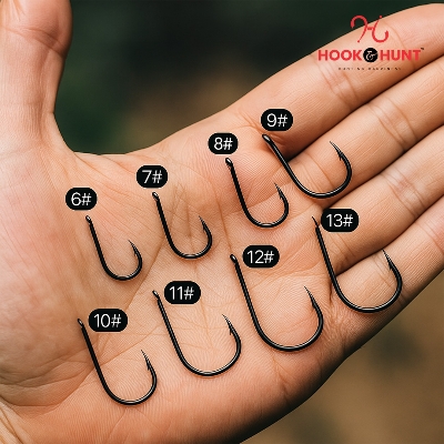 Picture of 02 Pack / 20 Pcs Black Demon Barbed Fish Hook – Ultra Sharp,(Hook & Hunt) (X #11)