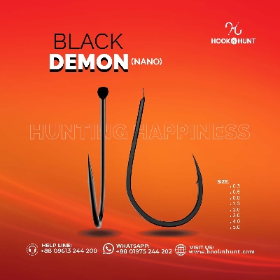 Picture of 02 Pack / 20 Pcs Black Demon Barbed Fish Hook – Ultra Sharp,(Hook & Hunt) (Core #09)