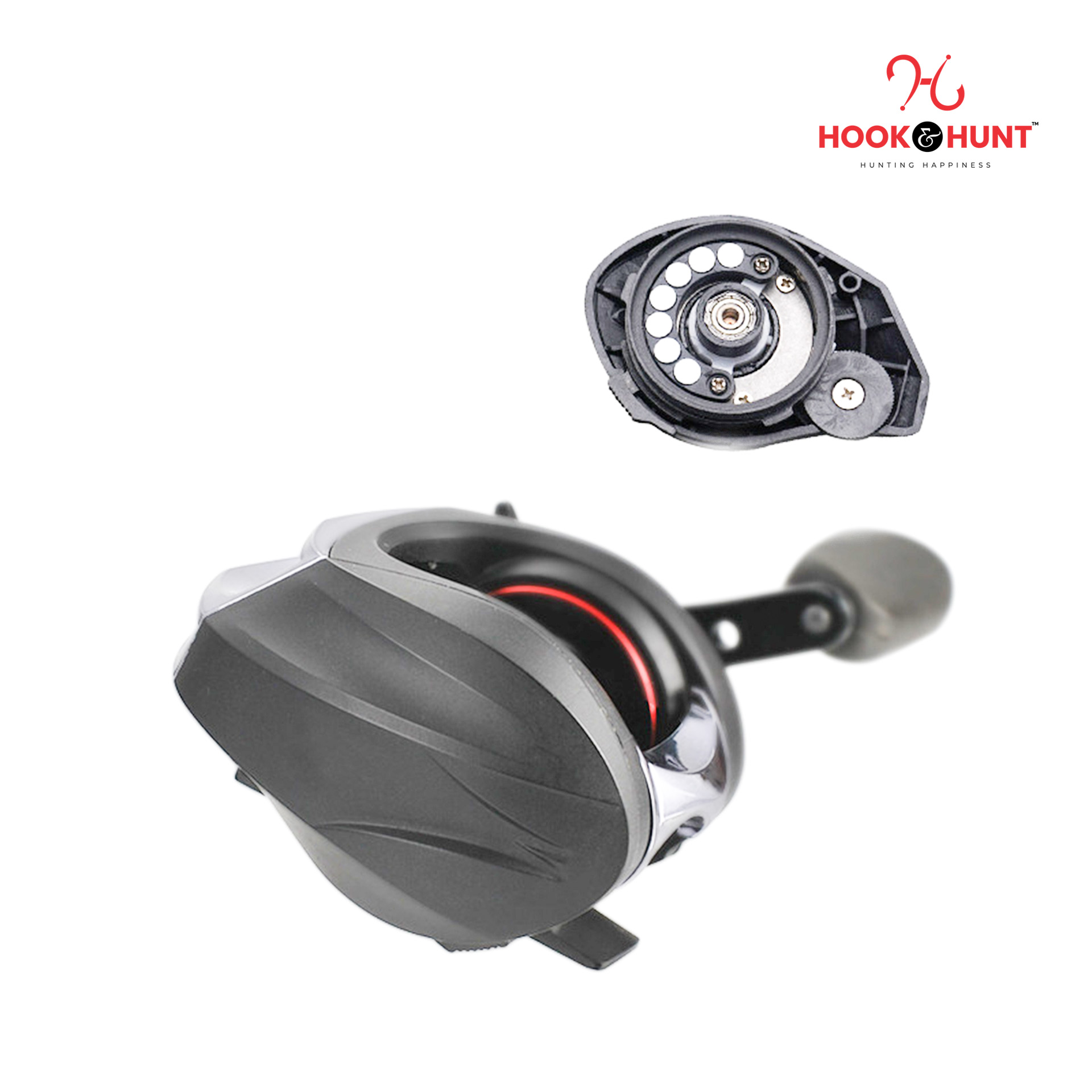 Picture of 01 Pcs Special AC200 Water Drop Fishing Reel – Left & Right Hand Drum Lure Reel with Gun Handle (Matte Black / Brown) (AC 200)