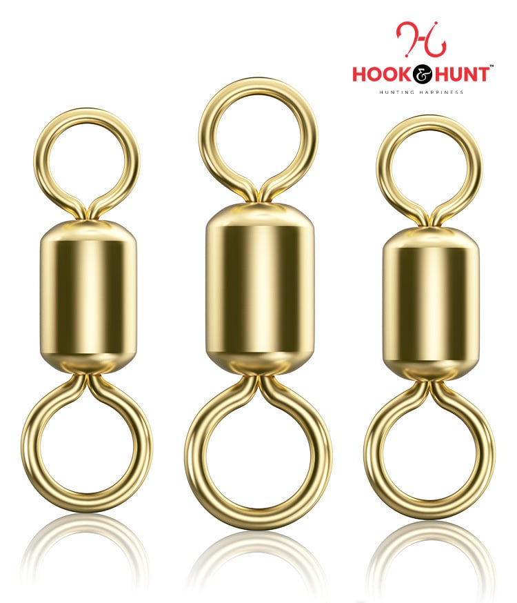 Picture of 15 Pcs Gold Colour Swivel Connector – Fishing Gear Eight Ring American Swivel (Large, Medium, Small) (বড় ১৫ টি)