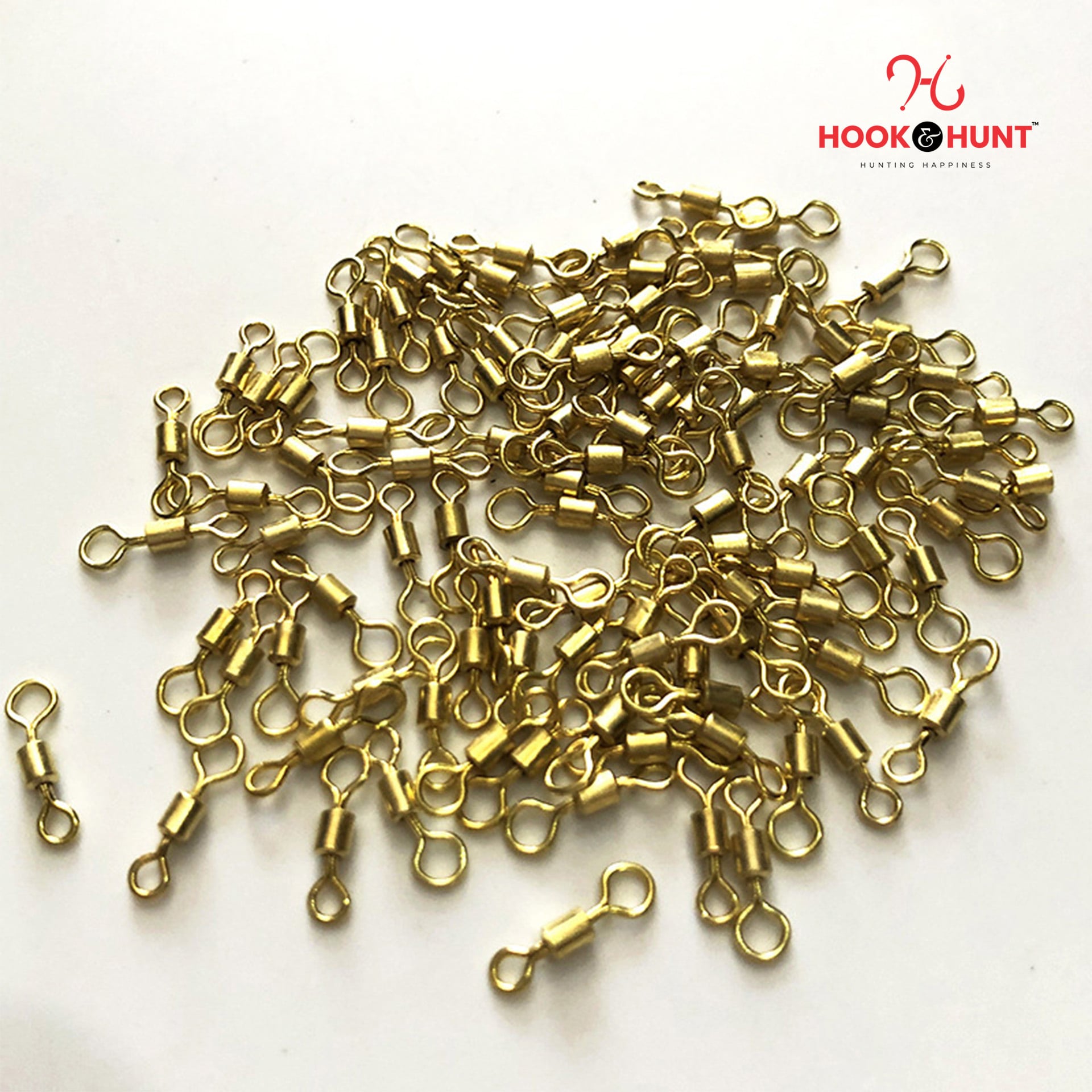 Picture of 15 Pcs Gold Colour Swivel Connector – Fishing Gear Eight Ring American Swivel (Large, Medium, Small) (বড় ১৫ টি)