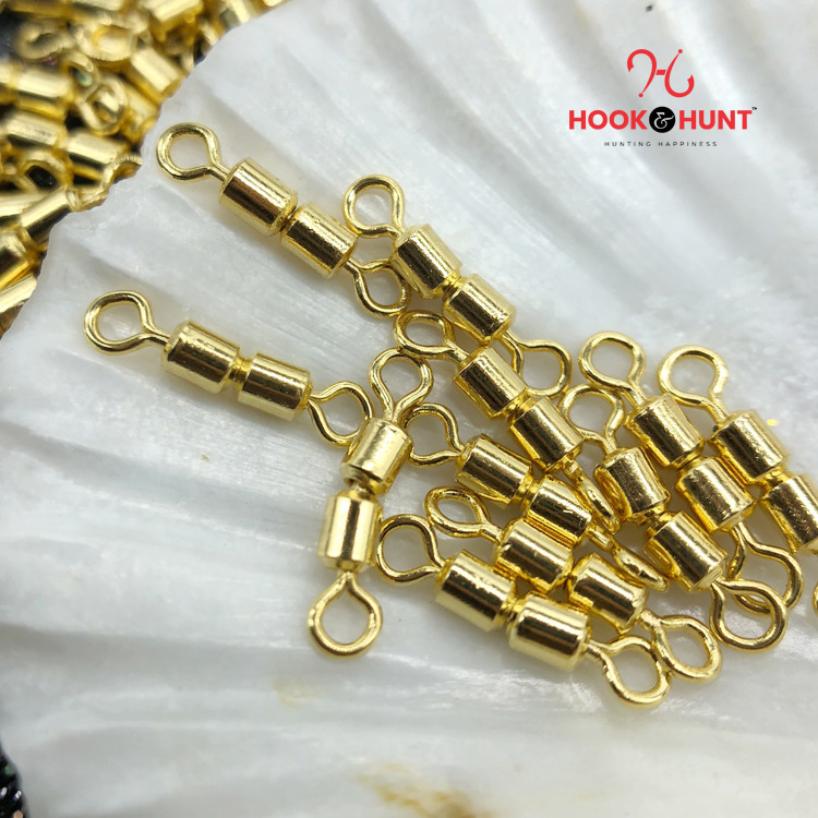 Picture of 15 Pcs Gold Colour Swivel Connector – Fishing Gear Eight Ring American Swivel (Large, Medium, Small) (মাঝারি ১৫ টি)