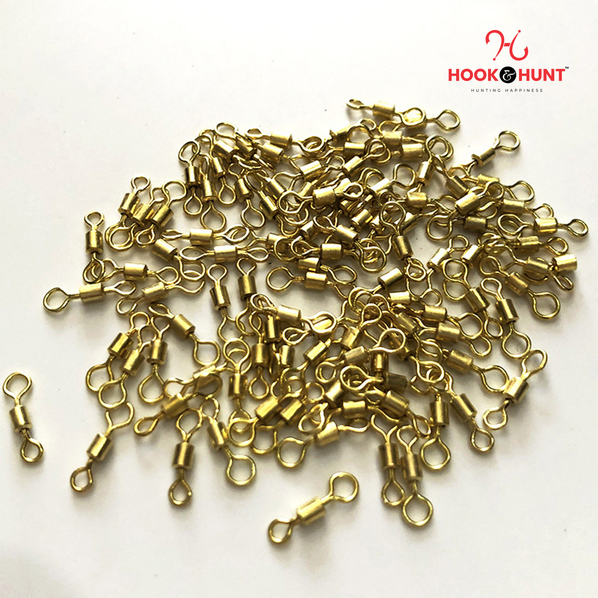 Picture of 15 Pcs Gold Colour Swivel Connector – Fishing Gear Eight Ring American Swivel (Large, Medium, Small) (মাঝারি ১৫ টি)