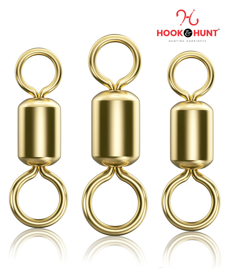 Picture of 15 Pcs Gold Colour Swivel Connector – Fishing Gear Eight Ring American Swivel (Large, Medium, Small) (ছোট ১৫ টি)