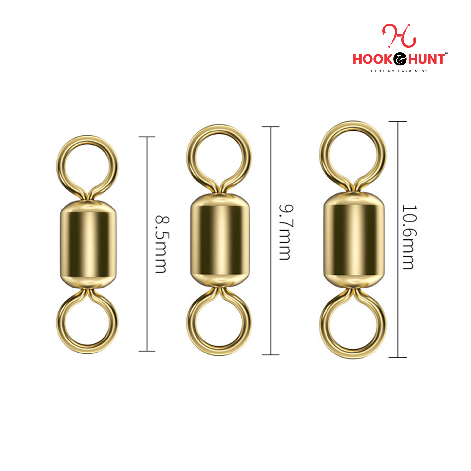 Picture of 15 Pcs Gold Colour Swivel Connector – Fishing Gear Eight Ring American Swivel (Large, Medium, Small) (ছোট ১৫ টি)