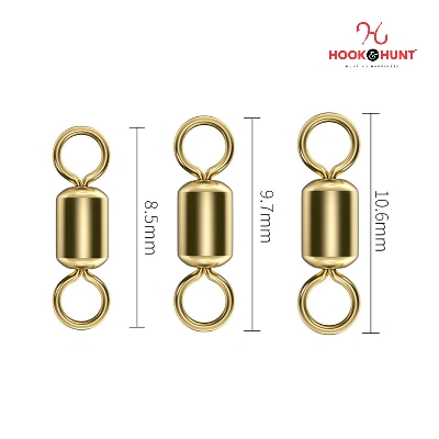 Picture of 15 Pcs Gold Colour Swivel Connector – Fishing Gear Eight Ring American Swivel (Large, Medium, Small) (ছোট ১৫ টি)