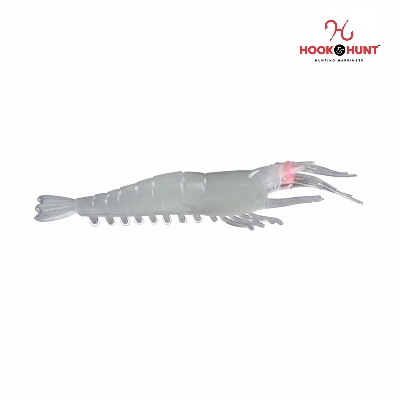 Picture of 01 Pcs Soft Shrimp Lure – 9.5cm 3.5g Luminous Fake Shrimp Bait with Red Eyes & Hook Hole for Sea Fishing (5#)
