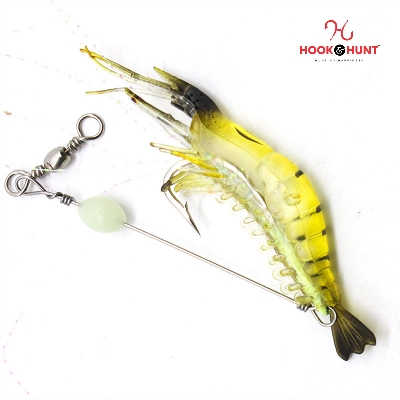 Picture of 01 Pcs Luminous Soft Shrimp Lure – 7cm Bionic PVC Fake Shrimp Bait. (1#  Red+yellow)