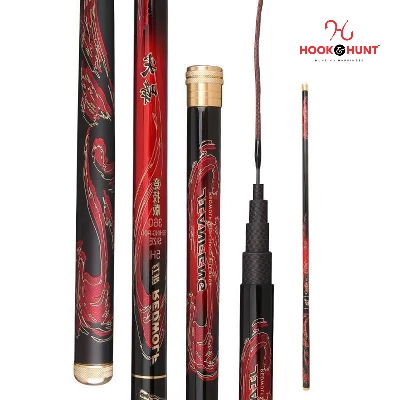 Picture of Ultra-Light Carbon Stream Fishing Rod {Size– 270 cm / 360 cm / 450 cm}– 19-Adjust Super Hard Hand Rod– Crucian Carp & Platform Fishing Rod (Red - 300 cm)
