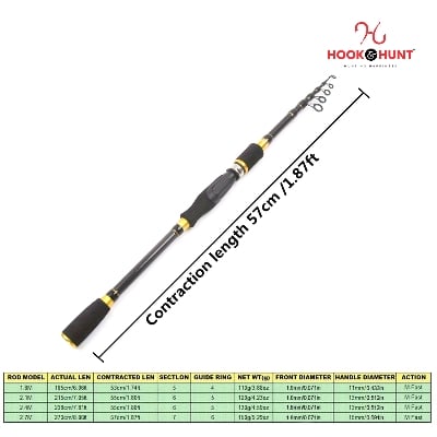 Picture of YG 038 - Model Carbon Fiber Telescopic Sea Fishing Rod (270 cm) – Ultralight Ultra-Short Portable Travel Fishing Rod, Hard Action (270 cm)