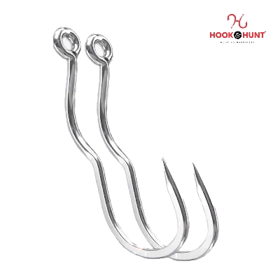 Picture of 12 Piece Hook & Hunt Tube-Attached Flip Fishing Hook No.5–14 – Anti-Spit Anti-Reverse Barbed Hook for Pond & Reservoir Fishing (Size - 7)