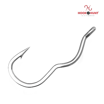 Picture of 12 Piece Hook & Hunt Tube-Attached Flip Fishing Hook No.5–14 – Anti-Spit Anti-Reverse Barbed Hook for Pond & Reservoir Fishing (Size - 5)