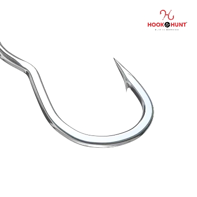 Picture of 12 Piece Hook & Hunt Tube-Attached Flip Fishing Hook No.5–14 – Anti-Spit Anti-Reverse Barbed Hook for Pond & Reservoir Fishing (Size - 6)