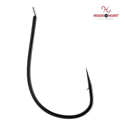 Picture of 12 Piece Hook & Hunt Large Alloy Steel Stream Fishing Hook No.14–22 – Barbed Flip Fly Hook for Big Fish Live Bait & Stream Fishing (Size - 20)