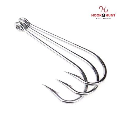 Picture of 12 Piece Hook & Hunt Long Shank Seahorse Fishing Hook No.8–5/0 – Straight Shank Barbed Sea Fishing Hook with Eye Hole for Boat Fishing (Size - 3/0)