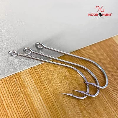 Picture of 12 Piece Hook & Hunt Long Shank Seahorse Fishing Hook No.8–5/0 – Straight Shank Barbed Sea Fishing Hook with Eye Hole for Boat Fishing (Size - 2/0)