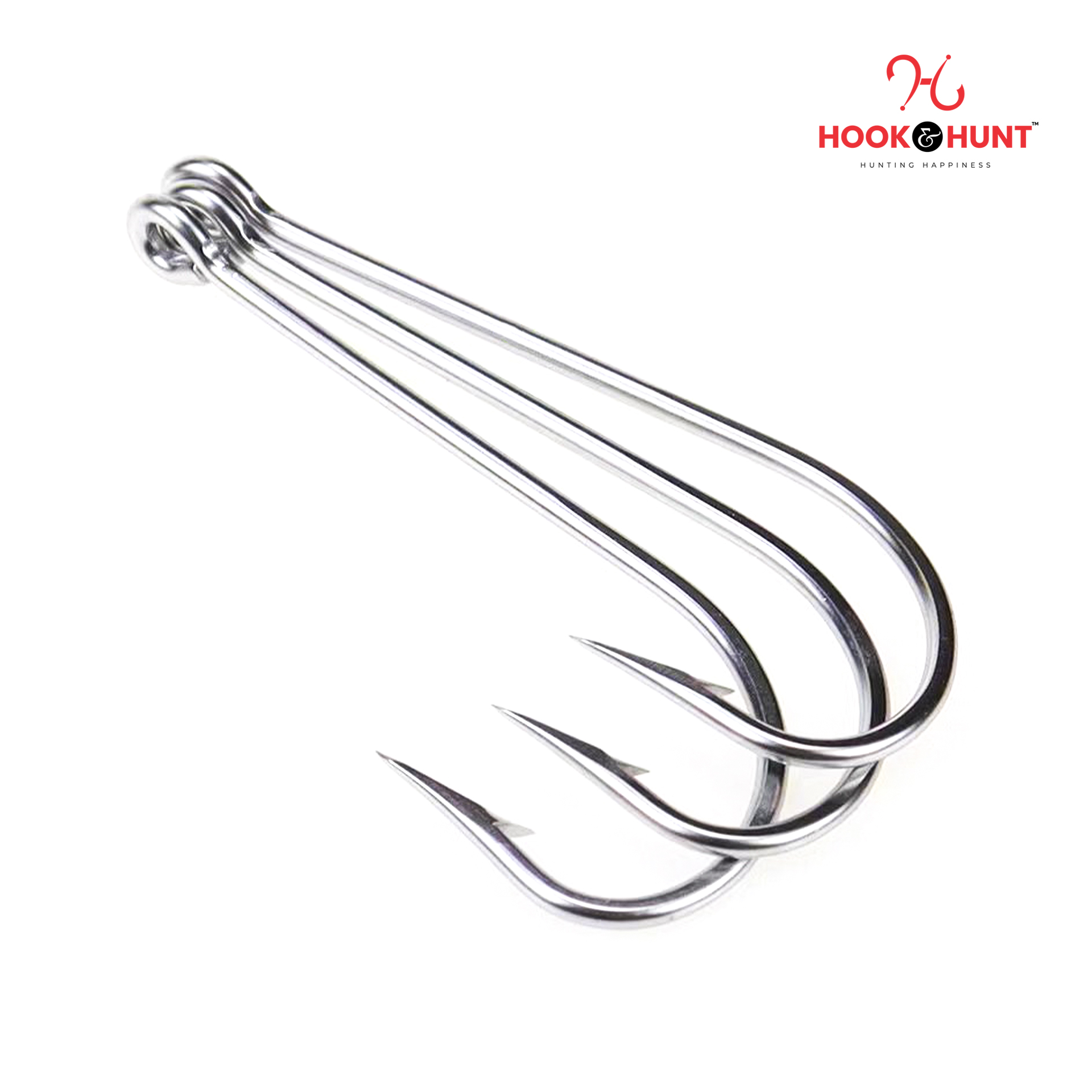 Picture of 12 Piece Hook & Hunt Long Shank Seahorse Fishing Hook No.8–5/0 – Straight Shank Barbed Sea Fishing Hook with Eye Hole for Boat Fishing (Size - 5/0)