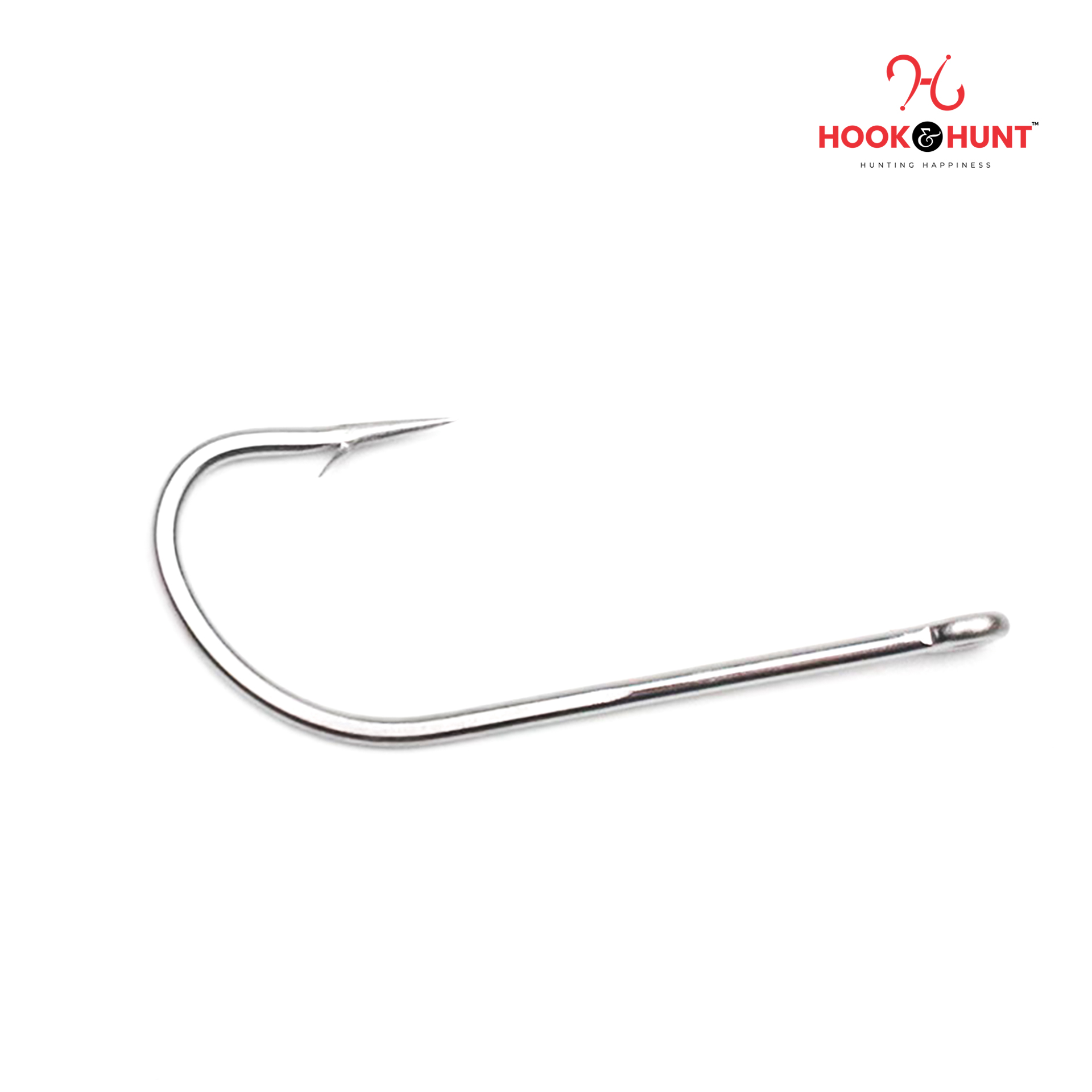 Picture of 12 Piece Hook & Hunt Long Shank Seahorse Fishing Hook No.8–5/0 – Straight Shank Barbed Sea Fishing Hook with Eye Hole for Boat Fishing (Size - 1/0)