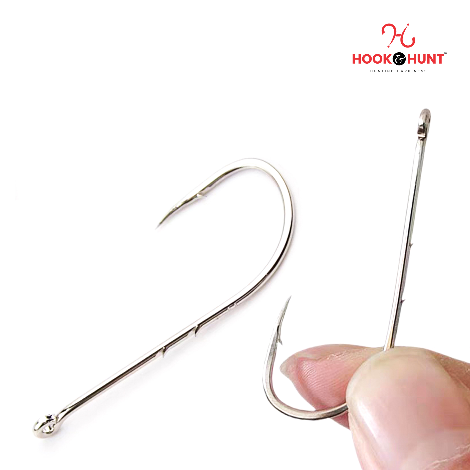 Picture of 12 Piece Hook & Hunt Double Barbed Tidal Fishing Hook Long Shank with Tube – Sea & Lure Fishing Barbed Hook (Size - 2/0)